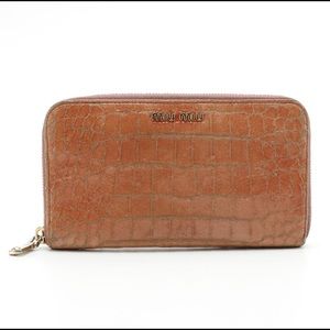 Miu Miu Crocodile Embossed Leather Zip Wallet